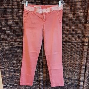Anthropologie Pilcro Hyphen Embroidered Low-Rise Boyfriend Chinos Salmon Pink 26